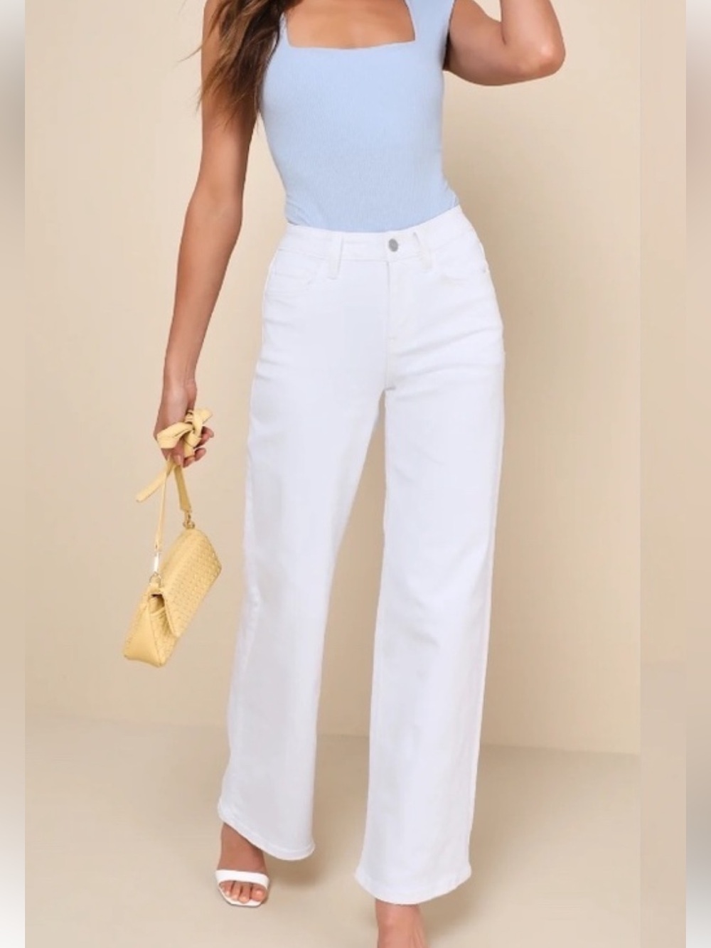 Vervet blue  Olivia High-Rise White Wide Leg Jeans 22W